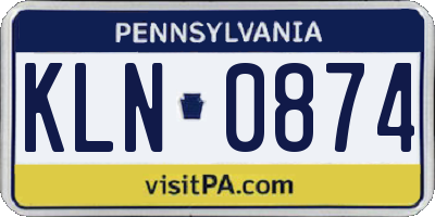 PA license plate KLN0874