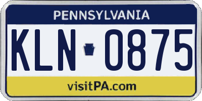 PA license plate KLN0875