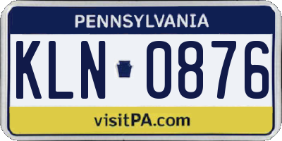 PA license plate KLN0876