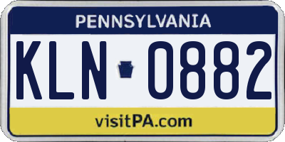PA license plate KLN0882