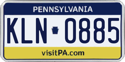 PA license plate KLN0885