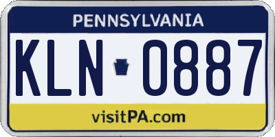 PA license plate KLN0887