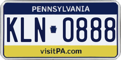 PA license plate KLN0888
