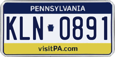 PA license plate KLN0891
