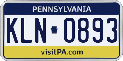 PA license plate KLN0893