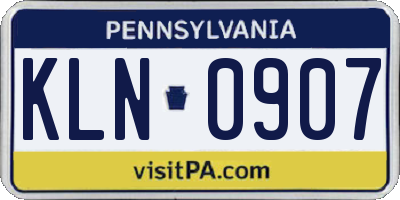 PA license plate KLN0907