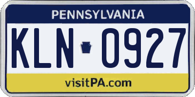 PA license plate KLN0927