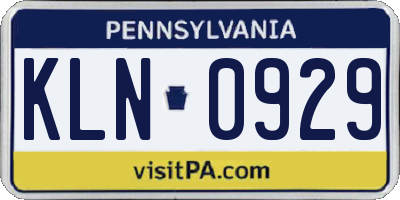 PA license plate KLN0929