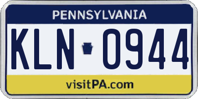 PA license plate KLN0944