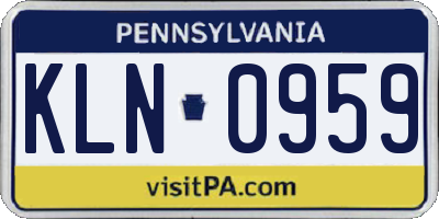 PA license plate KLN0959