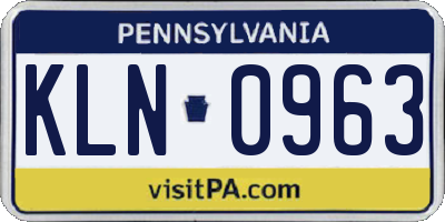 PA license plate KLN0963