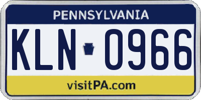 PA license plate KLN0966