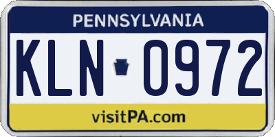 PA license plate KLN0972