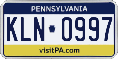 PA license plate KLN0997