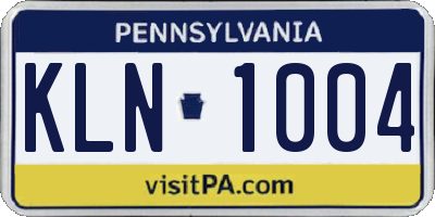 PA license plate KLN1004