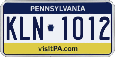 PA license plate KLN1012