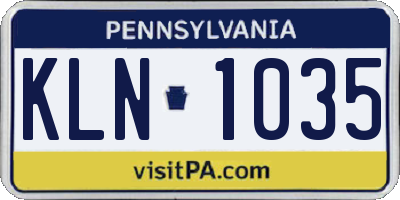 PA license plate KLN1035