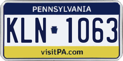 PA license plate KLN1063