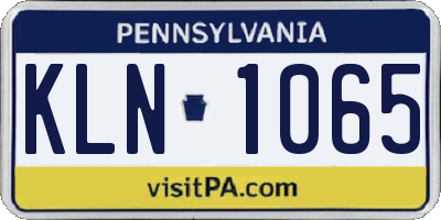 PA license plate KLN1065