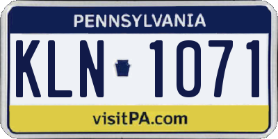 PA license plate KLN1071