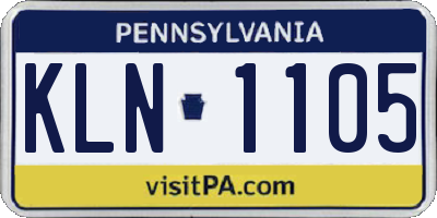 PA license plate KLN1105