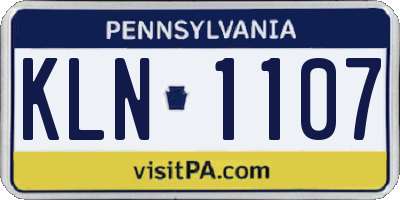 PA license plate KLN1107