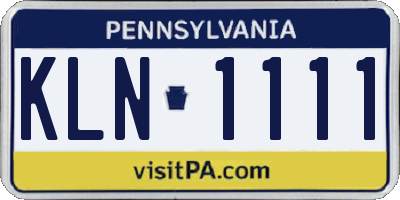PA license plate KLN1111
