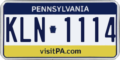 PA license plate KLN1114