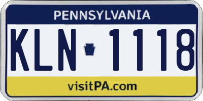 PA license plate KLN1118