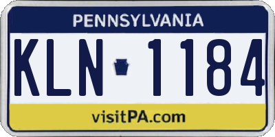 PA license plate KLN1184