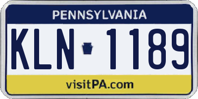 PA license plate KLN1189