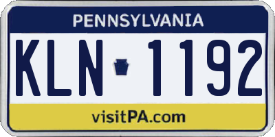 PA license plate KLN1192