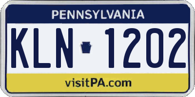 PA license plate KLN1202