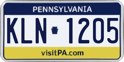 PA license plate KLN1205