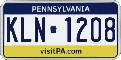 PA license plate KLN1208
