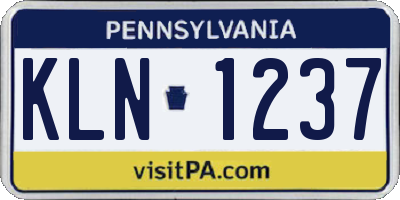 PA license plate KLN1237