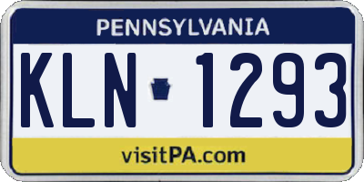 PA license plate KLN1293