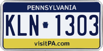 PA license plate KLN1303