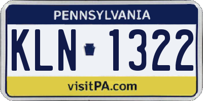 PA license plate KLN1322