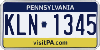 PA license plate KLN1345