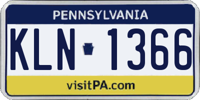 PA license plate KLN1366
