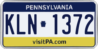PA license plate KLN1372