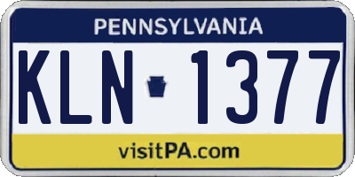 PA license plate KLN1377