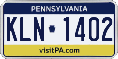 PA license plate KLN1402