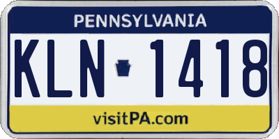 PA license plate KLN1418