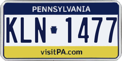 PA license plate KLN1477
