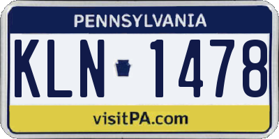 PA license plate KLN1478