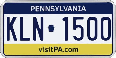 PA license plate KLN1500