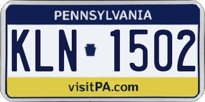 PA license plate KLN1502
