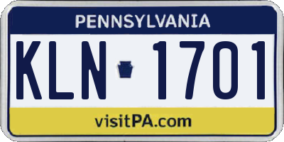 PA license plate KLN1701